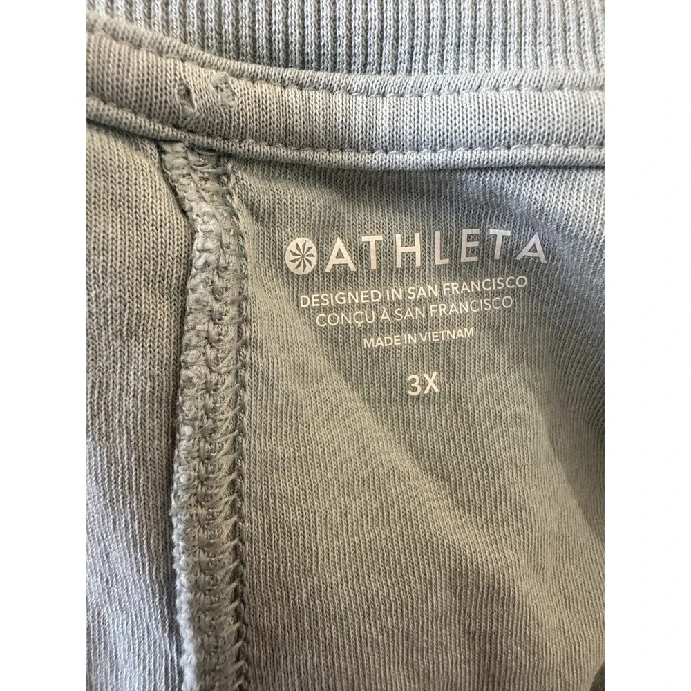 ✨2/$20 Athleta Sundown Shirred Pale Blue Pullover SS Sweatshirt Plus Size 3X - Picture 8 of 10